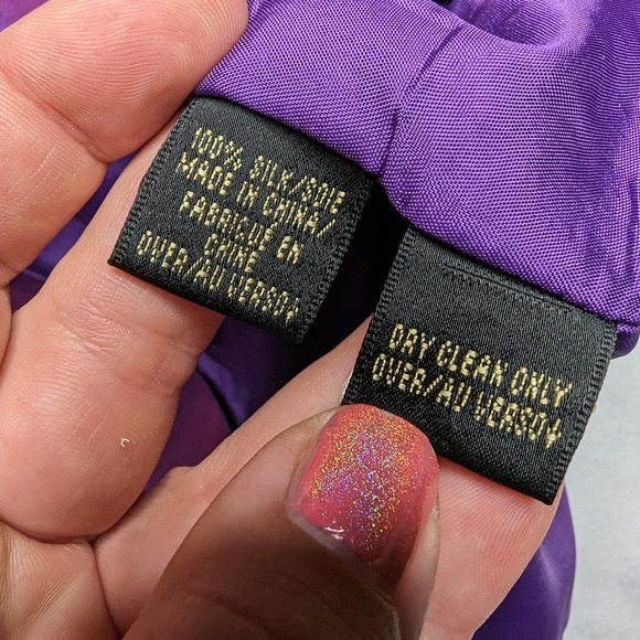 Vtg 1990s Dana Buchman Purple Blue Color Shifting 100% Silk Blazer Jacket  S 6 - Picture 5 of 5